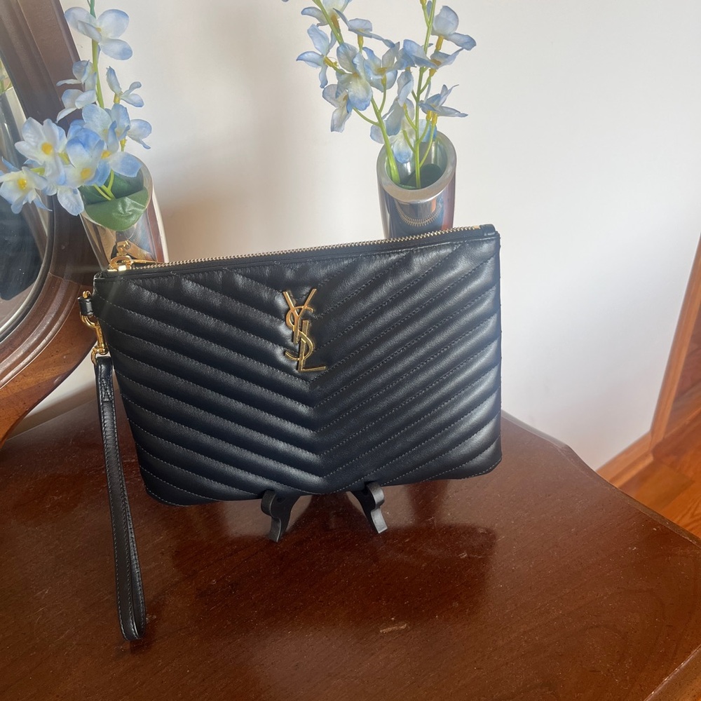 Cassandre YSL Black Pouch Wristlet